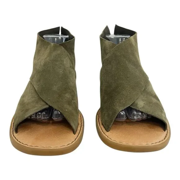 BORN Iwa Comfort Crisscross Flat Sandals Army Green Suede Size 10 - Picture 2 of 9
